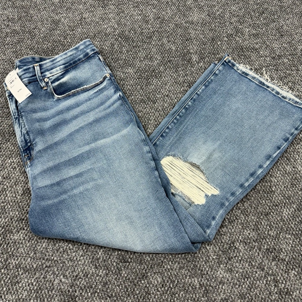 Good American Women's Plus Size 24x28 Good Legs Crop Mini Bootcut Jeans Blue